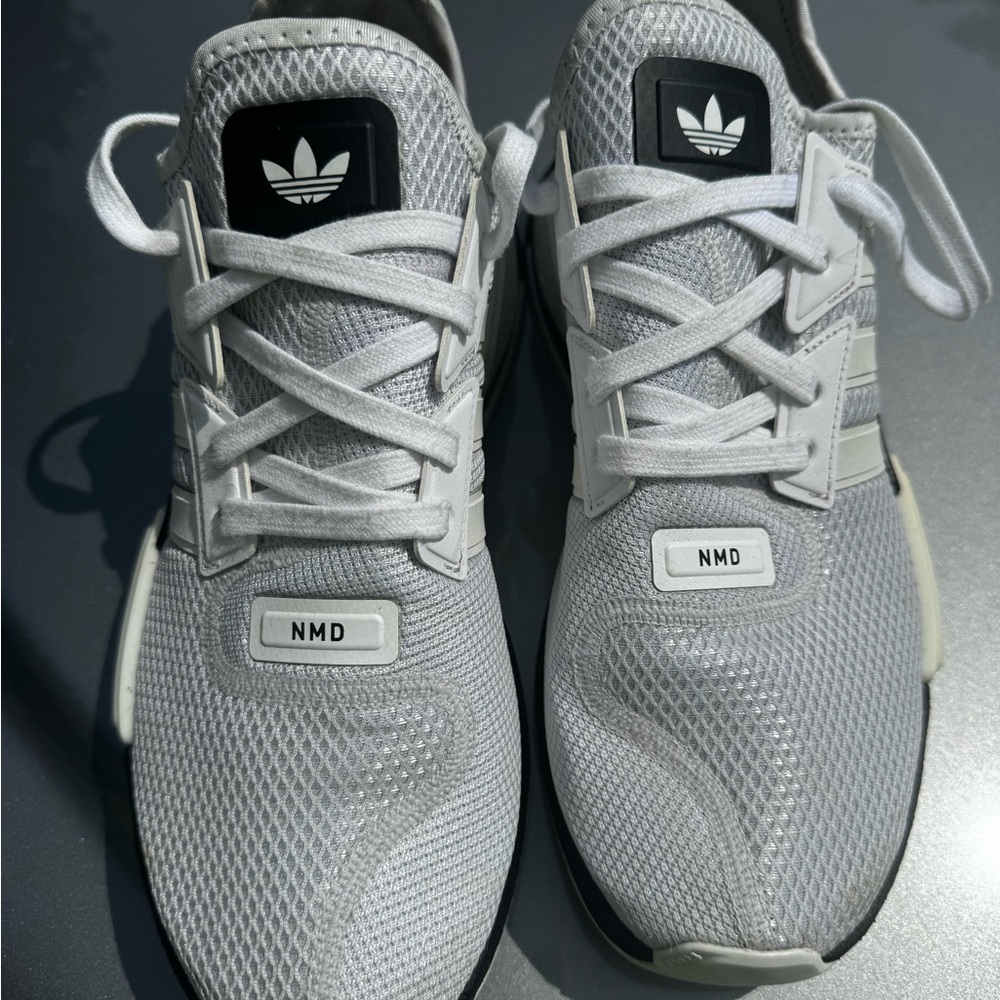Adidas Gray and White Sneakers with Mesh Upper